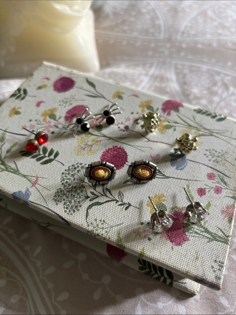 Elegant Mixed Stud Earring Set - Yellow, Red, Black, Clear, Gold